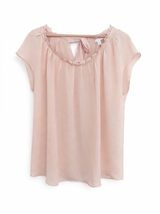 LC Lauren Conrad Tops - LC Lauren Conrad Blush Tie-Neck Cap Sleeve Blouse XL